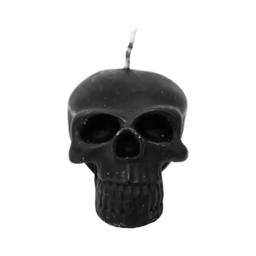Vela decorativa diseño craneo negro de 5.5×6.5x5cm