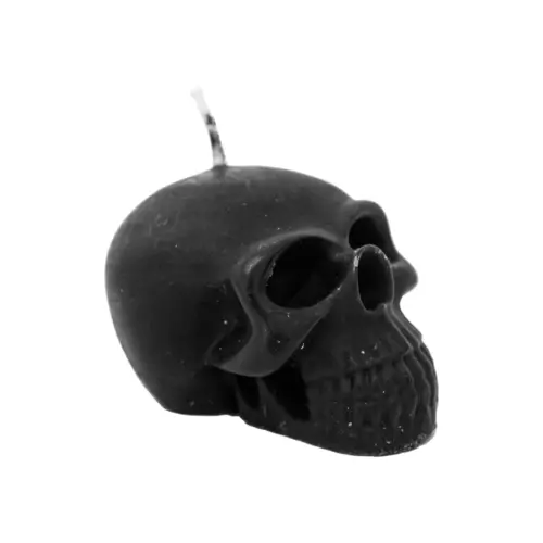 Vela decorativa diseño craneo negro de 5.5×6.5x5cm