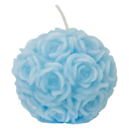 Vela decorativa diseño bola de rosas azul de 6.5×6.5×5.2cm