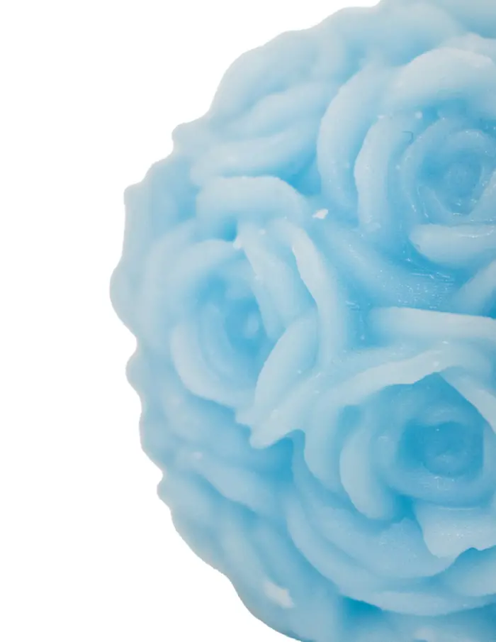 Vela decorativa diseño bola de rosas azul de 6.5x6.5x5.2cm - Image 3