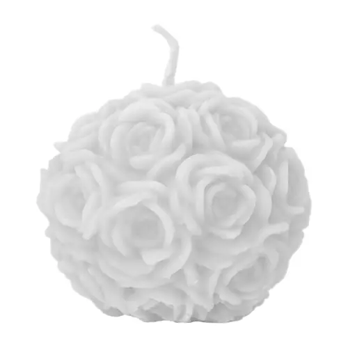 Vela decorativa diseño bola de rosas blancas de 6.5×6.5×5.2cm