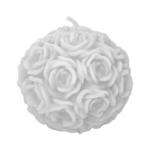 Vela decorativa diseño bola de rosas blancas de 6.5×6.5×5.2cm