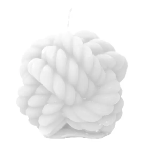 Vela decorativa diseño nudo blanco de 7x7x6cm