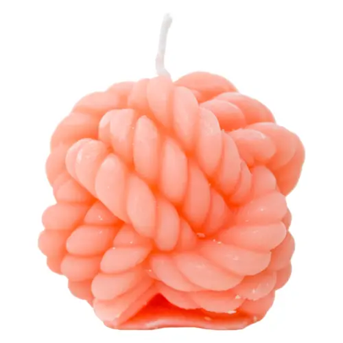 Vela decorativa diseño nudo rosa de 7x7x6cm