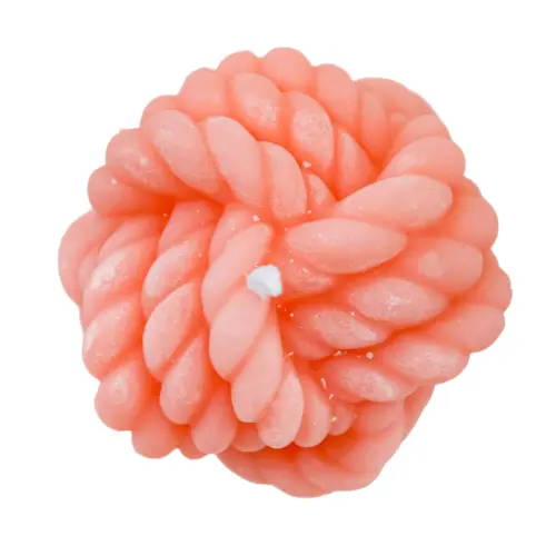 Vela decorativa diseño nudo rosa de 7x7x6cm