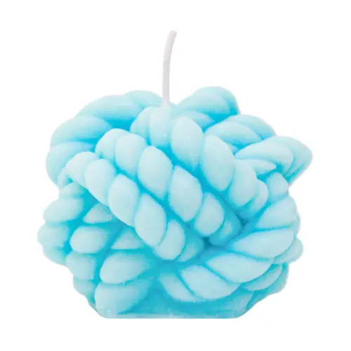 Vela decorativa diseño nudo azul de 7x7x6cm