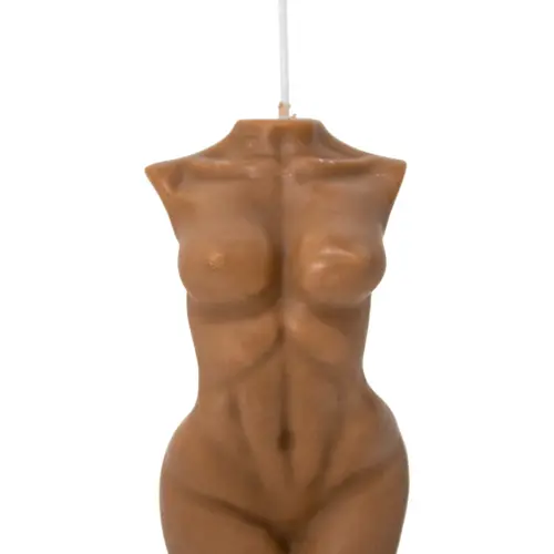 Vela decorativa diseño torso de mujer cafe de 7×7.5x14cm