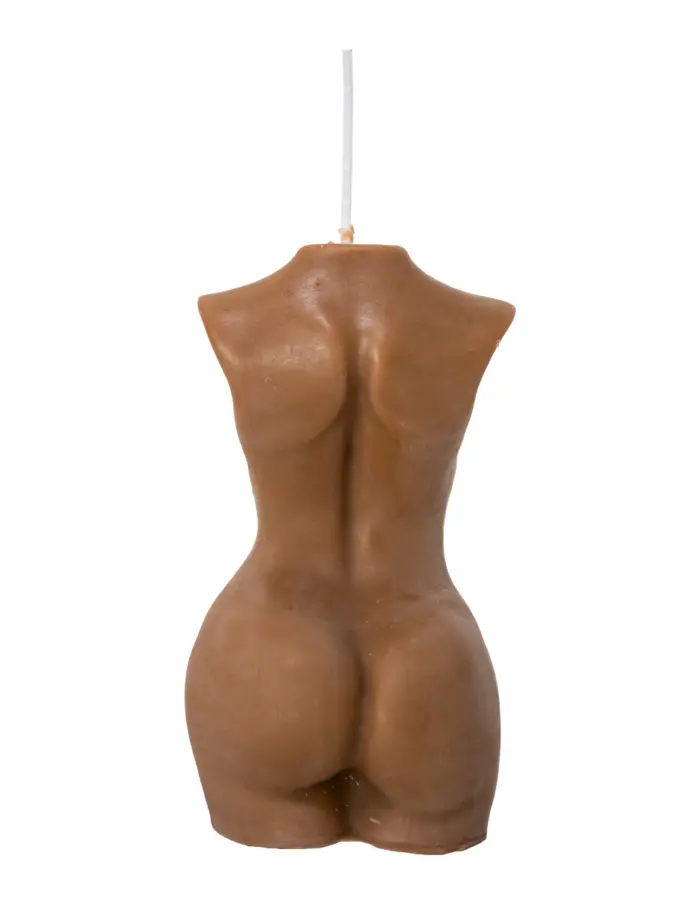 Vela decorativa diseño torso de mujer cafe de 7x7.5x14cm - Image 3