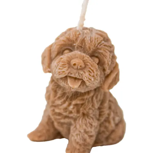 Vela decorativa diseño perro cafe de 3.5x5x6.5cm