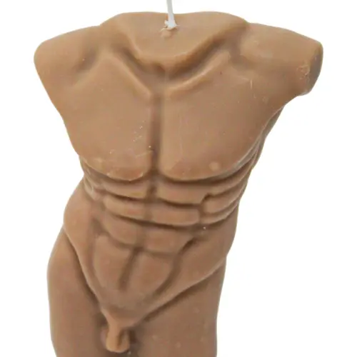 Vela decorativa diseño de busto de color café de 6×9.5x14cm