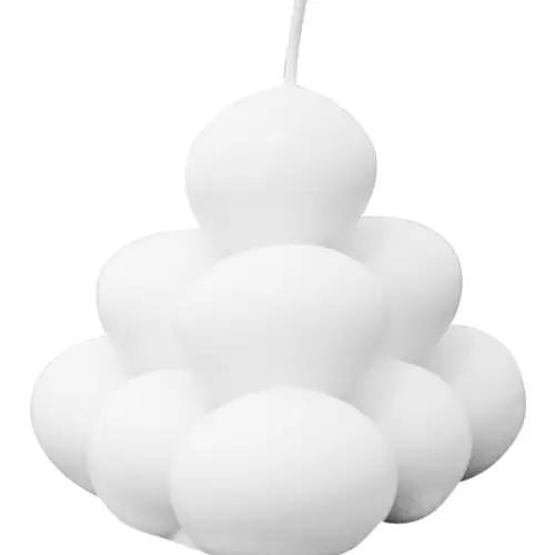 Vela decorativa diseño de esferas de color blanco de 8x8x7cm