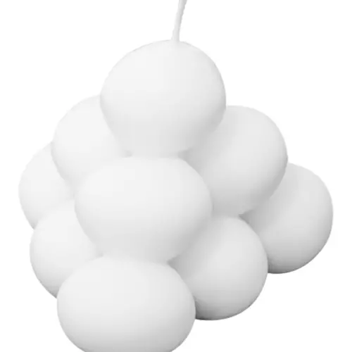 Vela decorativa diseño de esferas de color blanco de 8x8x7cm