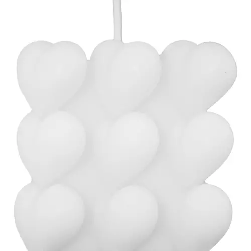 Vela decorativa diseño de cuadradas con círculos de color blanco de 6.5×6.5×6.5cm