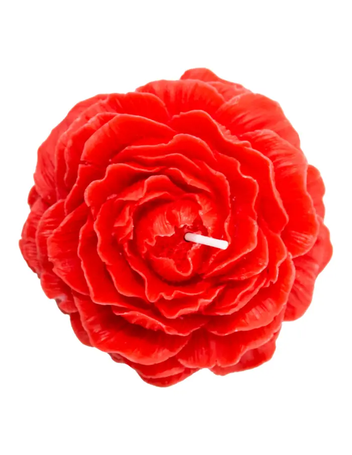 Vela decorativa diseño de flor de rosa de color rojo de 8.2x8.2x3.4cm - Image 2