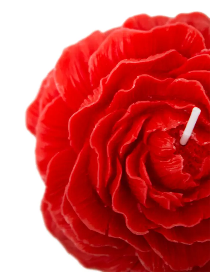Vela decorativa diseño de flor de rosa de color rojo de 8.2x8.2x3.4cm - Image 3