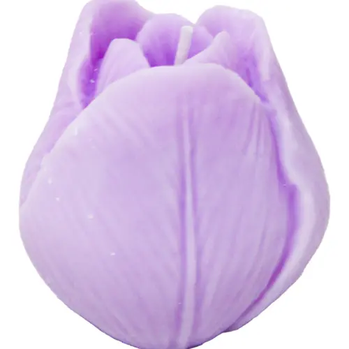 Vela decorativa diseño de flor con pétalos morado de 6.3×6.3x6cm