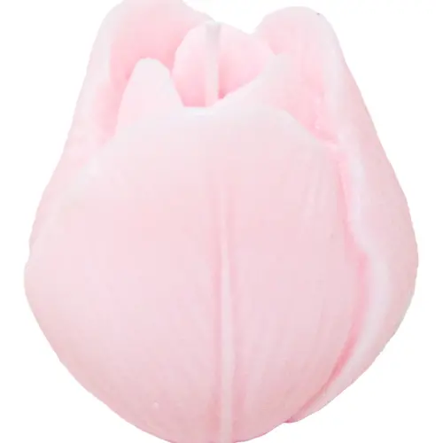 Vela decorativa diseño de flor con pétalos rosa claro de 6.3×6.3x6cm