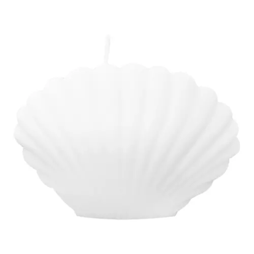 Vela decorativa diseño de almeja de color blanco de 4.5×8.5x6cm