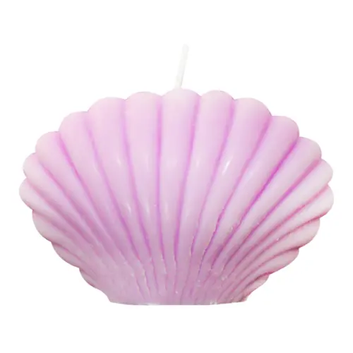 Vela decorativa diseño de almeja de color morado de 4.5×8.5x6cm
