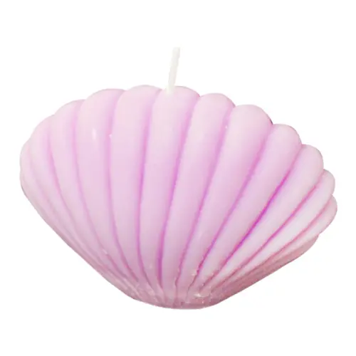 Vela decorativa diseño de almeja de color morado de 4.5×8.5x6cm