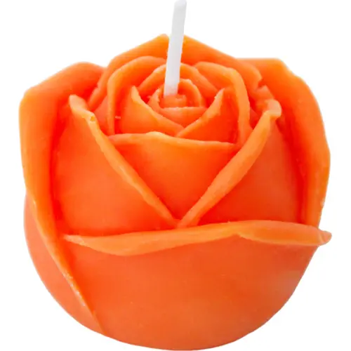 Vela decorativa diseño de flor de rosa de color durazno de 5x5x4.5cm