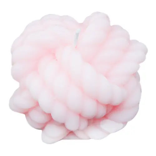 Vela decorativa diseño de nudos de color rosa de 6.5×6.5×6.5cm