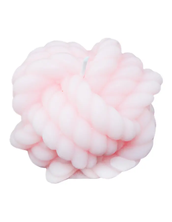 Vela decorativa diseño de nudos de color rosa de 6.5x6.5x6.5cm - Image 2