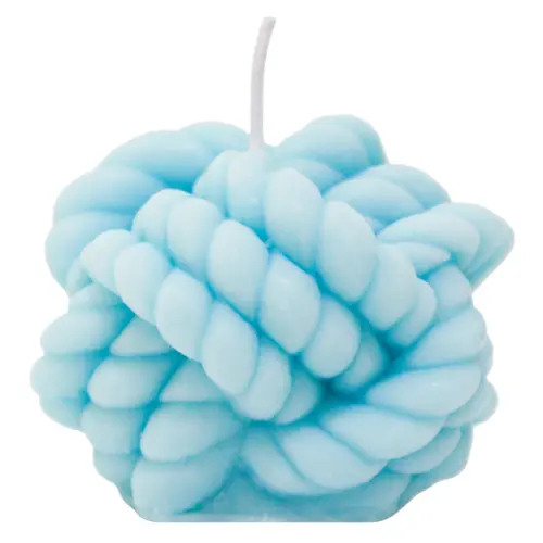 Vela decorativa diseño de nudos de color azul de 6.5×6.5×6.5cm