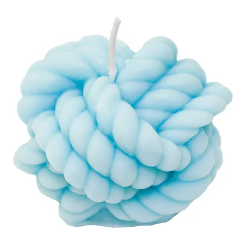 Vela decorativa diseño de nudos de color azul de 6.5×6.5×6.5cm