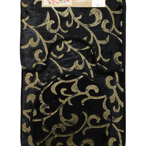 Juego de tapete de baño de 3 piezas de color negro de 50x80x0.1cm