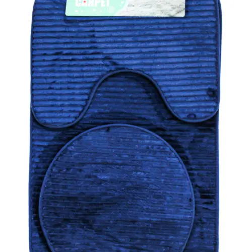 Juego de tapete para baño de 3 piezas de color azul marino de 50x80x0.1cm