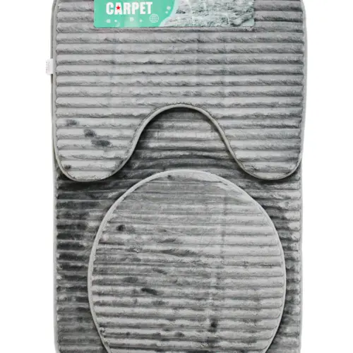 Juego de tapete para baño de 3 piezas de color gris de 50x80x0.1cm