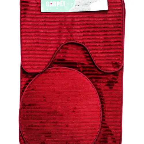 Juego de tapete para baño de 3 piezas de color rojo de 50x80x0.1cm