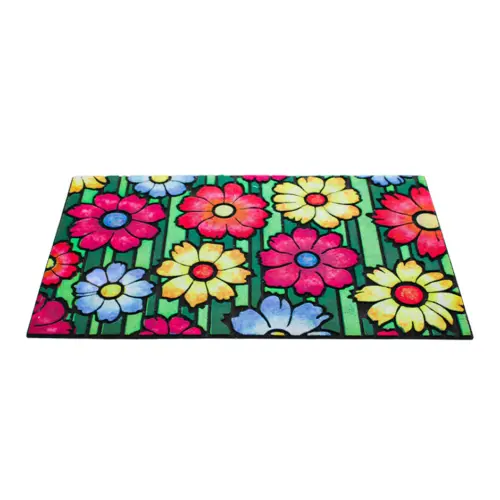 Tapete de pie de puerta diseño flores de colores de 45x75x0.8cm