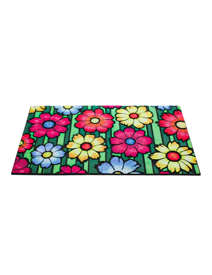 Tapete de pie de puerta diseño flores de colores de 45x75x0.8cm - Image 2