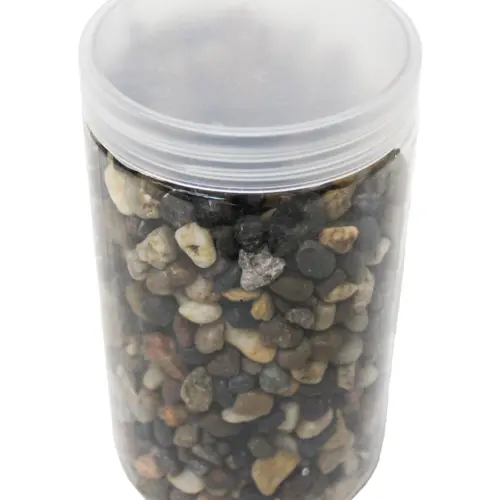Caja de piedras de río café negras y beige con 2kg de .4-.6cm de 10x10x18cm