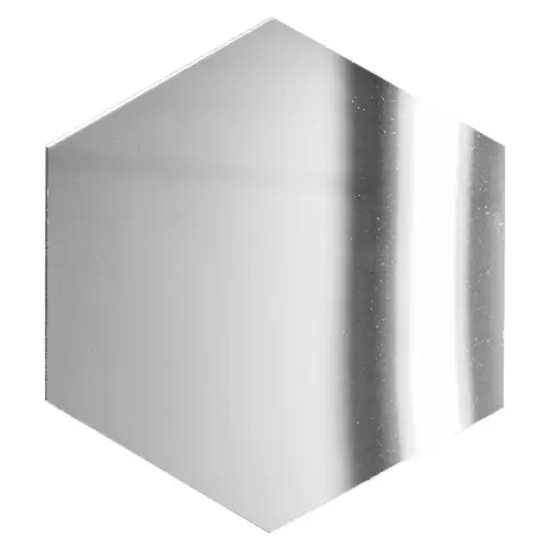 Bajo plato diseño espejo de acrílico plateado hexagonal de 36x35cm