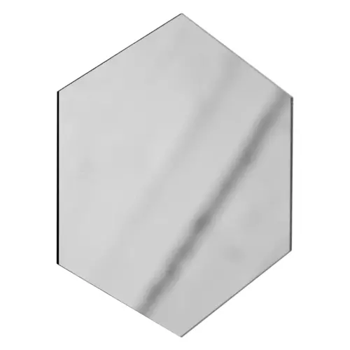 Bajo plato diseño espejo de acrílico plateado hexagonal de 36x35cm