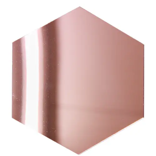 Bajo plato diseño espejo de acrílico cobre hexagonal de 36x35cm