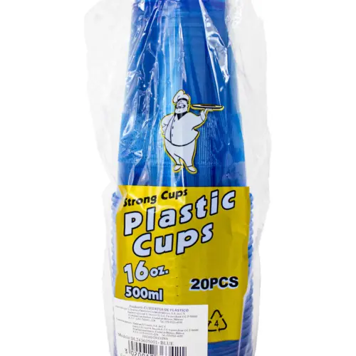 Paquete de 20 vasos de plástico azul de 500ML