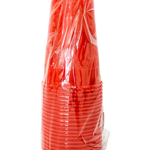 Paquete de 20 vasos de plástico rojo de 500ML