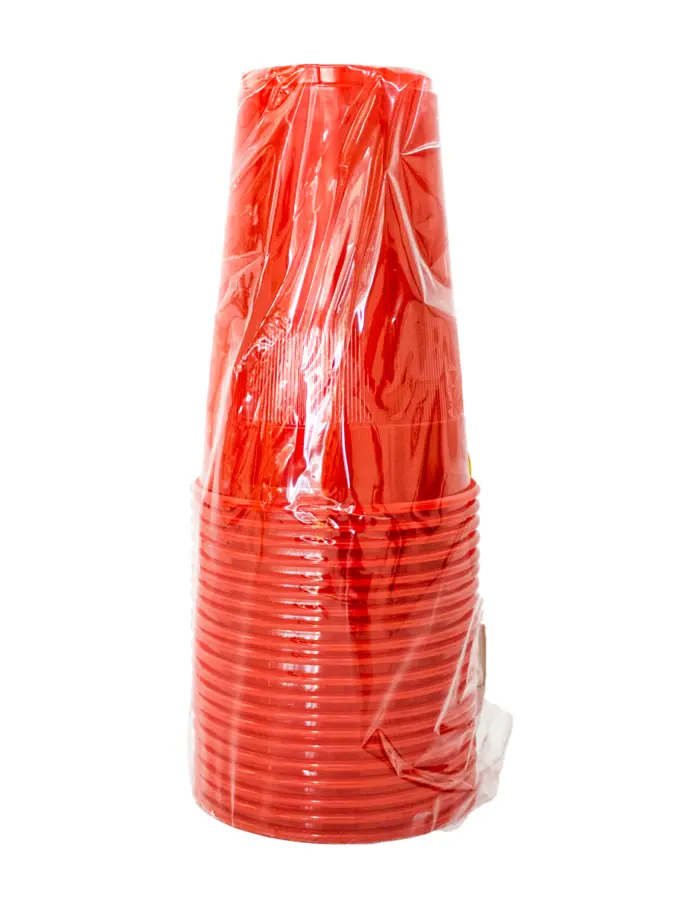 Paquete de 20 vasos de plástico rojo de 500ML - Image 2