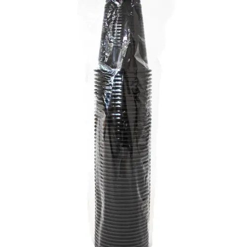 Paquete de 50 vasos de plástico negro de 200ML