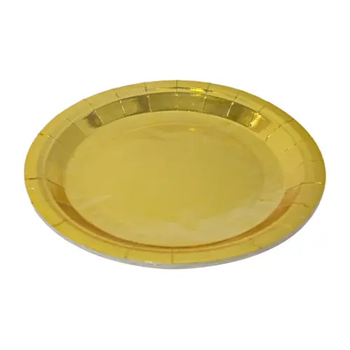 Paquete de 10 platos desechables dorado de 23cm