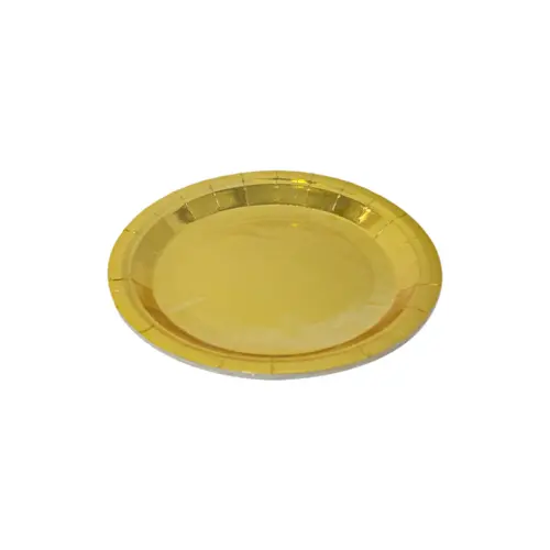 Paquete de 10 platos desechables dorado de 18cm