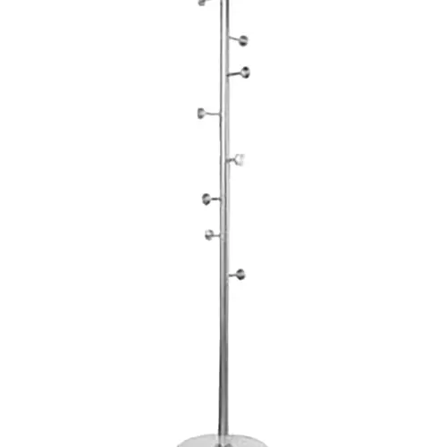 Perchero de metal plateado con 8 ganchos tubular de 178cm