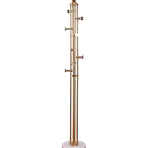 Perchero de metal dorado con 4 ganchos reforzados y base marmol gris de 120cm