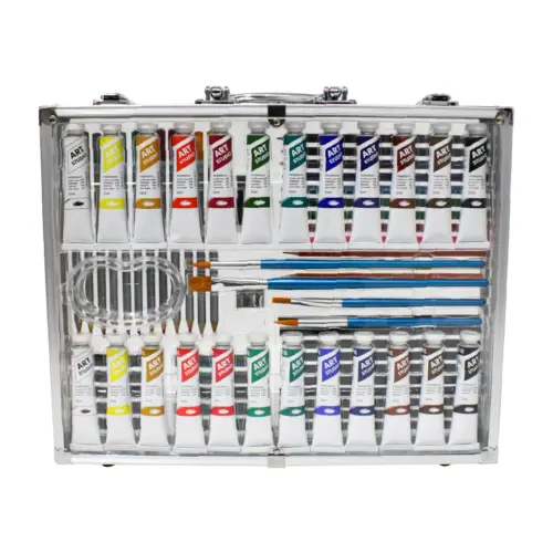 Juego de pintura de oleo con 76 piezas en caja de acrilico de 5.3×38.3×32.5xcm