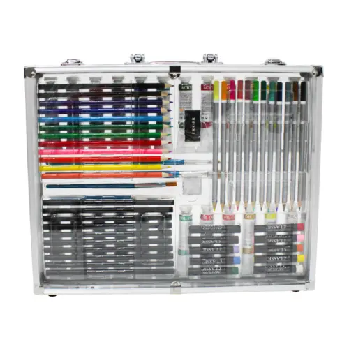 Juego de pintura de oleo con 76 piezas en caja de acrilico de 5.3×38.3×32.5xcm
