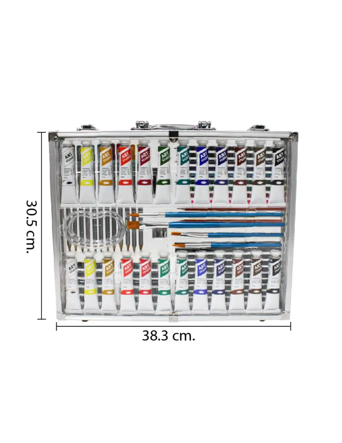 Juego de pintura de oleo con 76 piezas en caja de acrilico de 5.3x38.3x32.5xcm - Image 3
